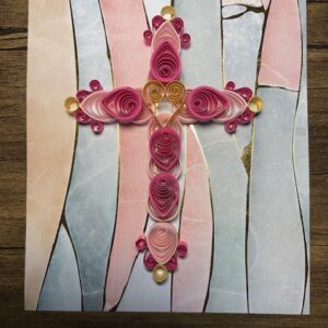 Dark Pink & Light Pink Quilled Cross