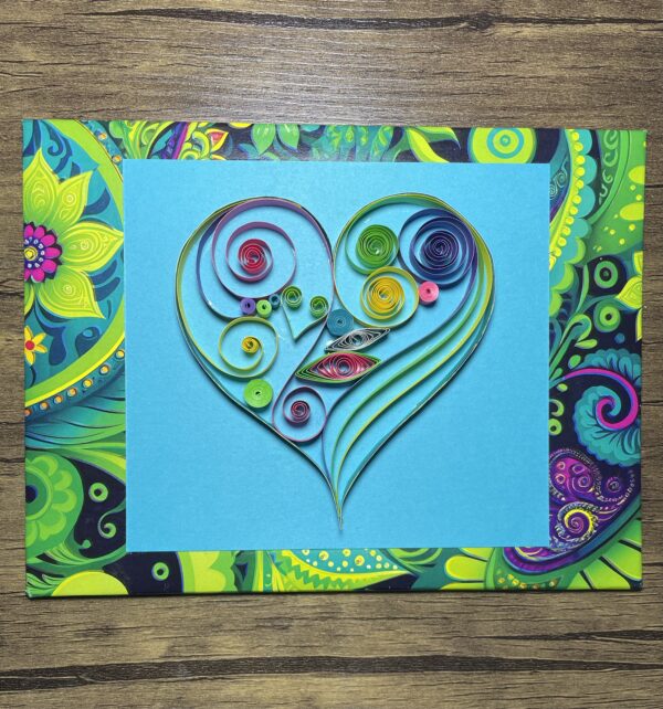 Multi-Colored Quilled Heart