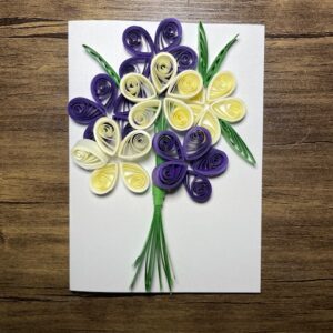 Purple & Cream Quilled Floral Note Card