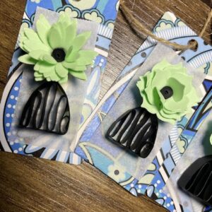 Quilled Green Flowers and Black Vase