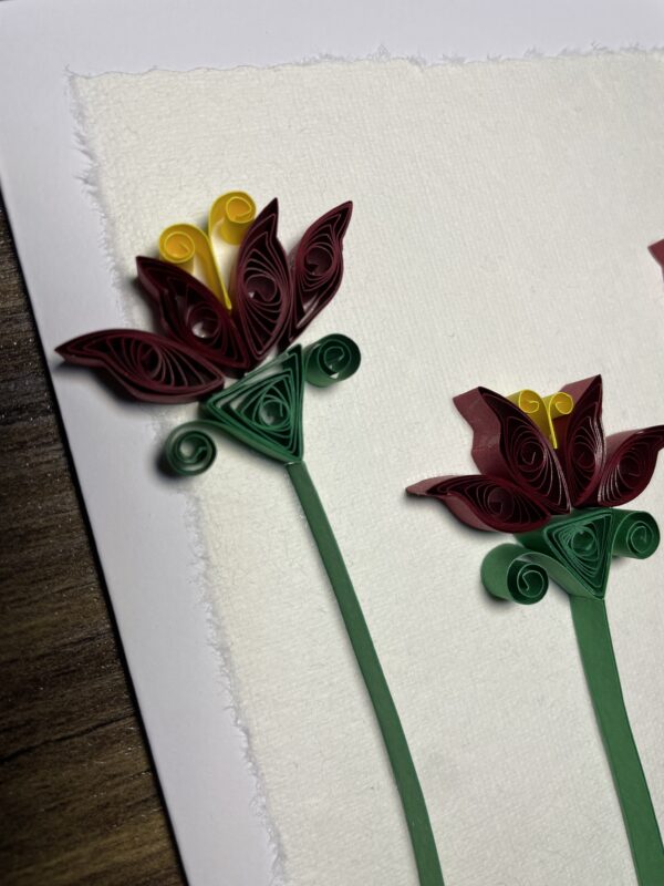 Red & Yellow Quilled Flowers - Image 4