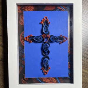 Quilled Blue & Orange Cross