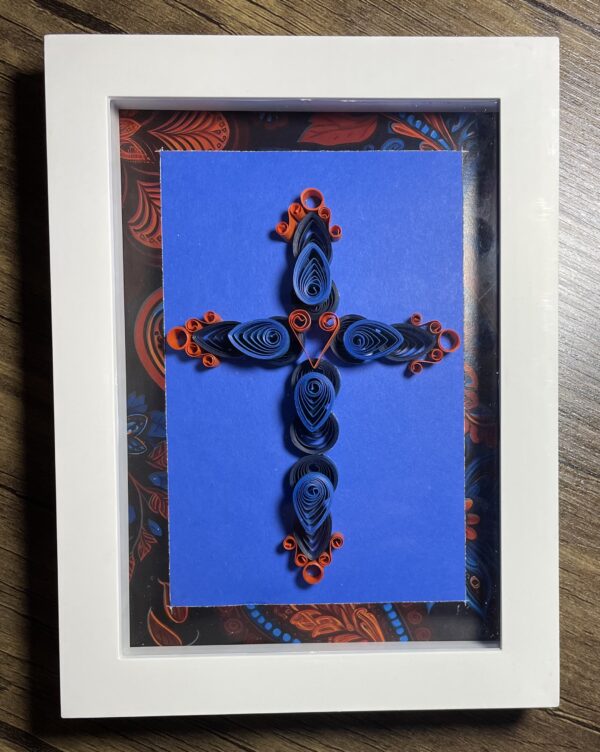 Quilled Blue & Orange Cross