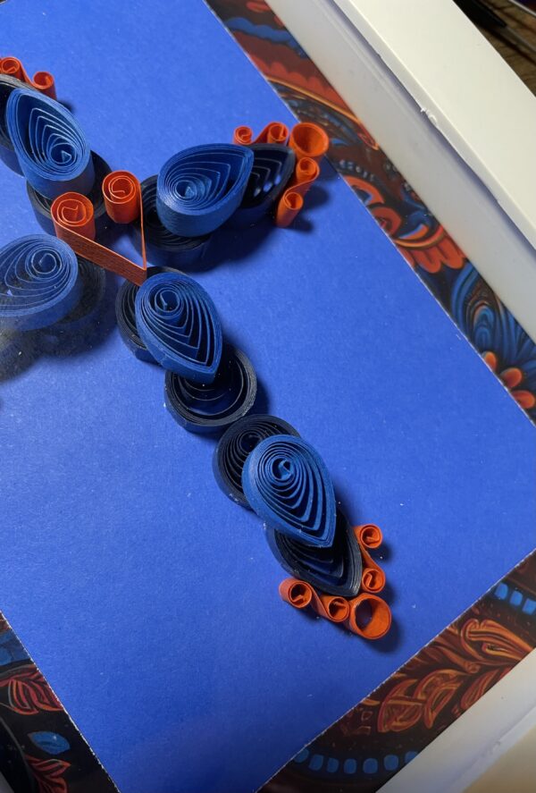 Quilled Blue & Orange Cross - Image 3